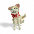 Tan & White Cat with Red & White Scarf Ornament - Clutter of Cats Collection