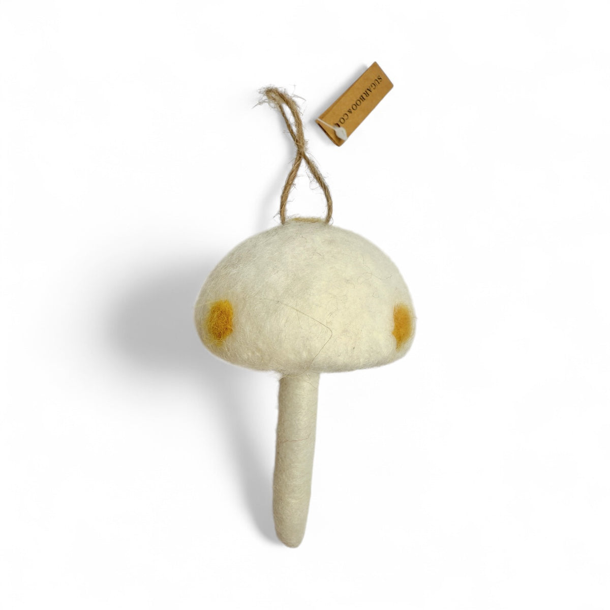 White With Yellow Dots Mushroom Ornament -  Felt Patch of Mushrooms Collection