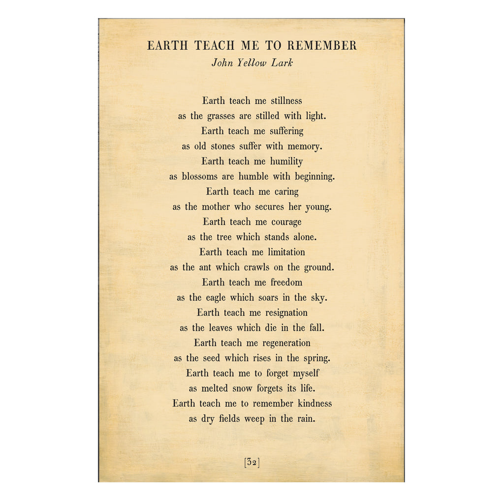 Earth Teach Me to Remember Art Print - Poetry Collection