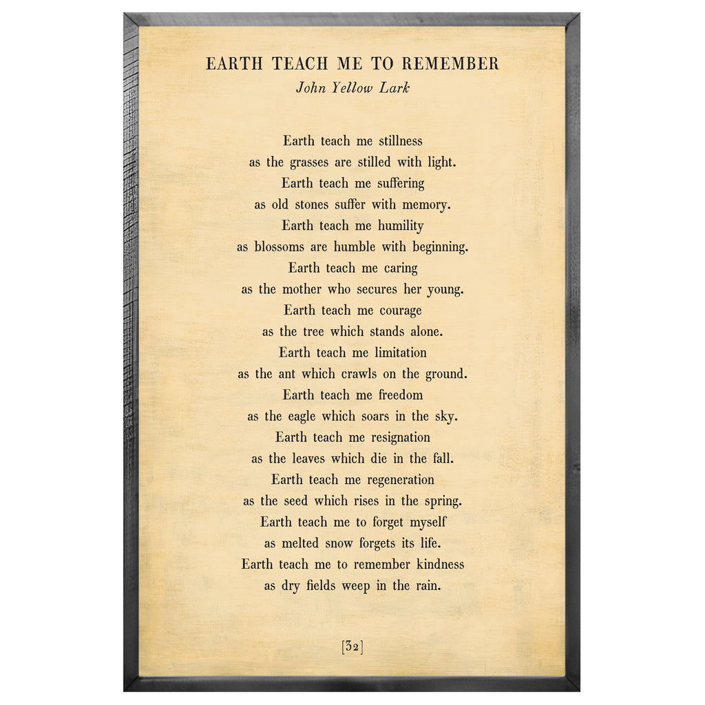 Earth Teach Me to Remember Art Print - Poetry Collection