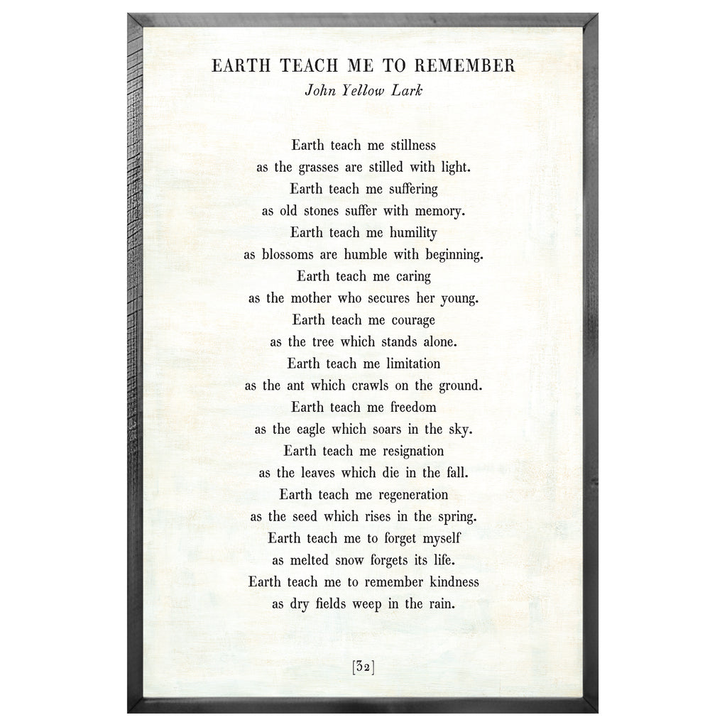 Earth Teach Me to Remember Art Print - Poetry Collection
