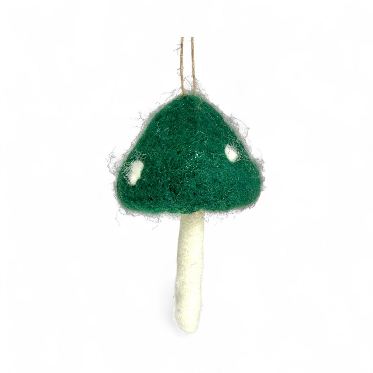 Teal With White Dots Mushroom Ornament -  Felt Patch of Mushrooms Collection