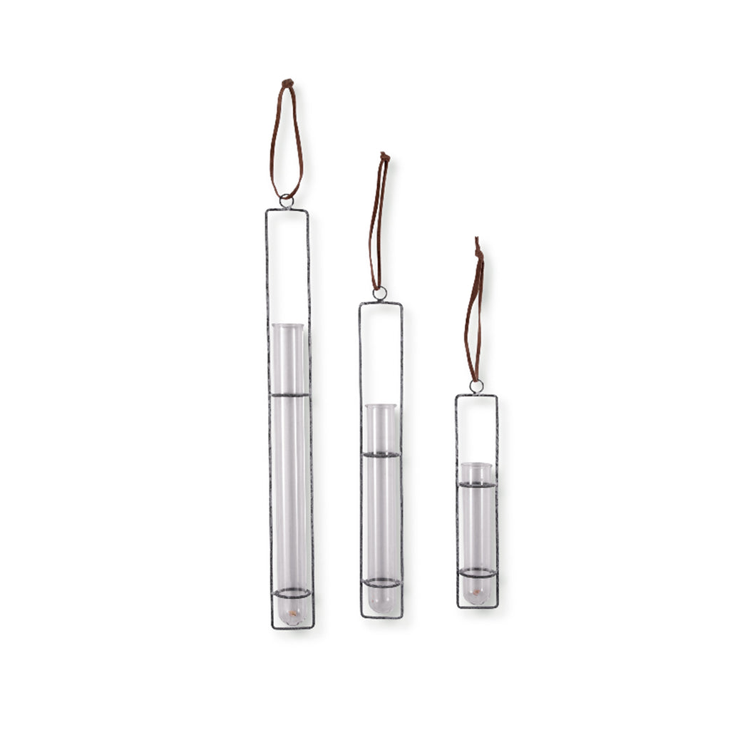 Zinc Hanging Glass Tube Vase