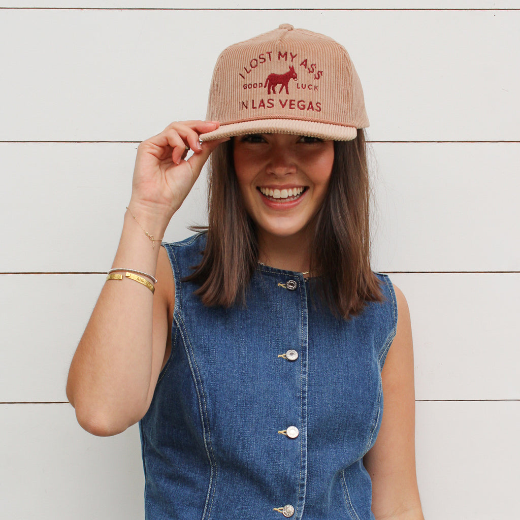 I Lost My A$$ Corduroy Trucker Hat- Blush