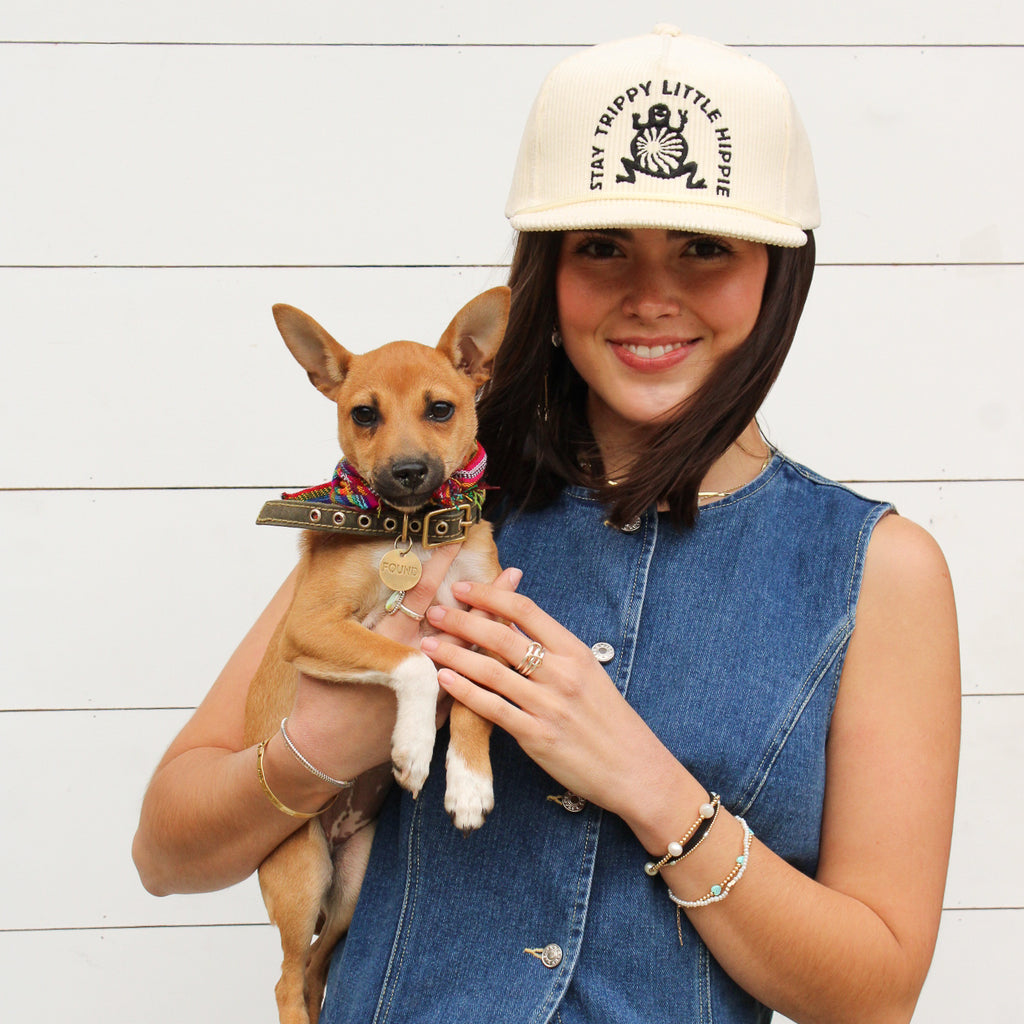 Stay Trippy Corduroy Trucker Hat- Cream