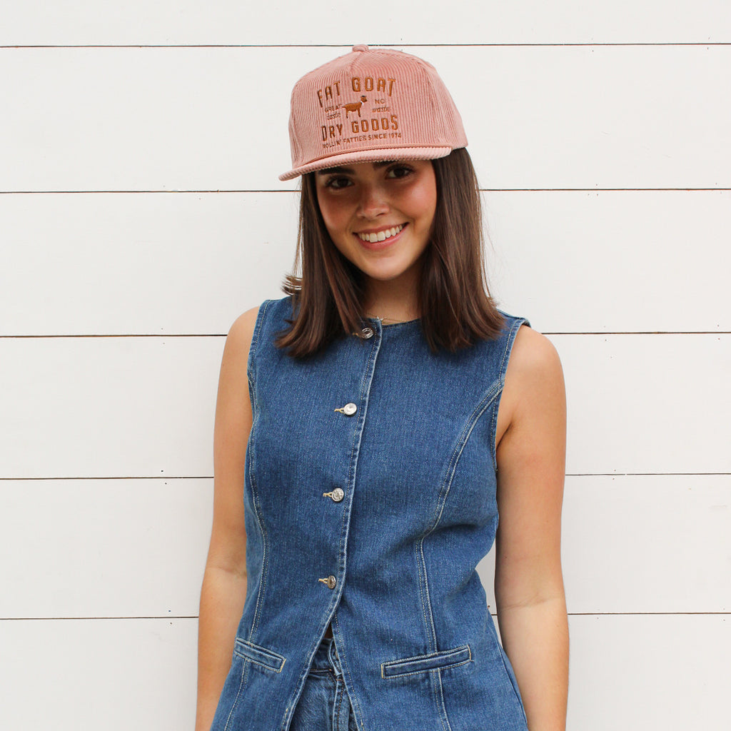 Fat Goat Corduroy Trucker Hat- Pink