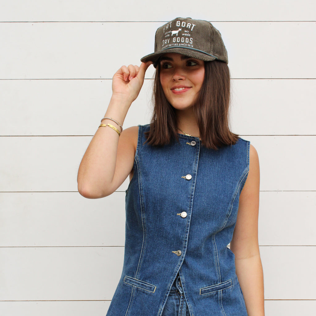 Fat Goat Corduroy Trucker Hat- Smoke
