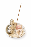 Speckled Ceramic Incense and Crystal Holder