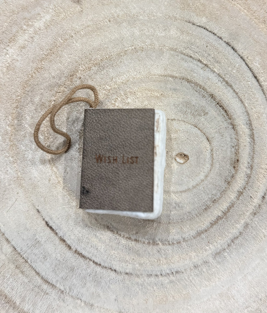 Little Book Ornament with Cotton Hanger - Wish List