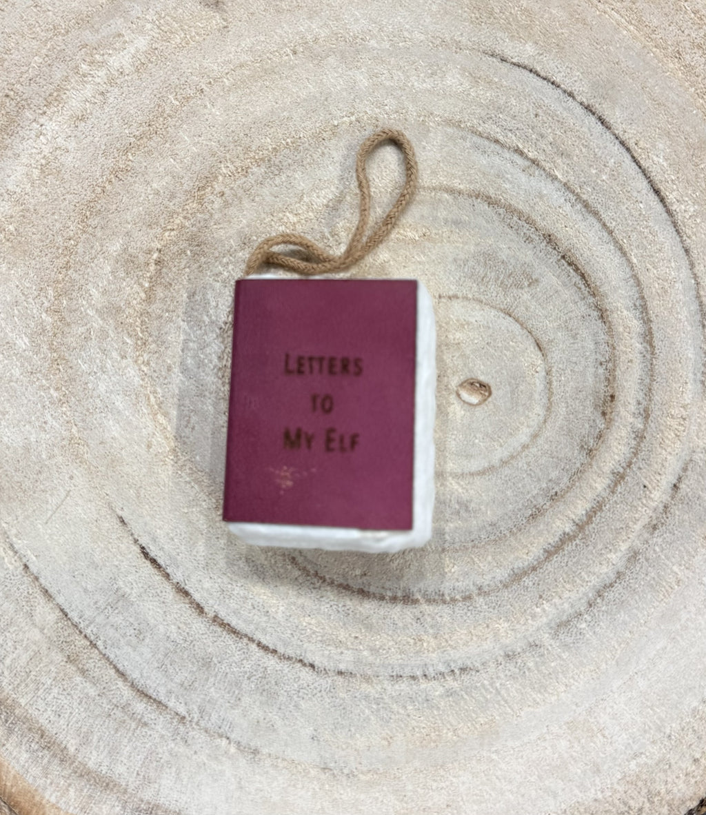 Little Book Ornament with Cotton Hanger - Letters to My Elf