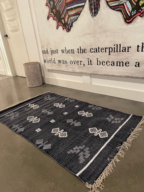 Navy Rug with Fringe - 3' x 5'