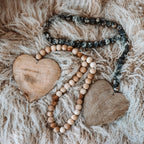 ***Small Heart Antiqued Wood Bead Strand
