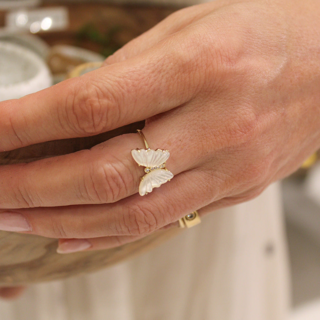 Butterfly Mother of Pearl Ring