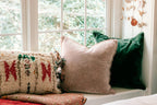 ***Elephant Velvet Pillow With Poms - 22" x 22"