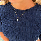 White Opal Crescent Moon pendant necklace
