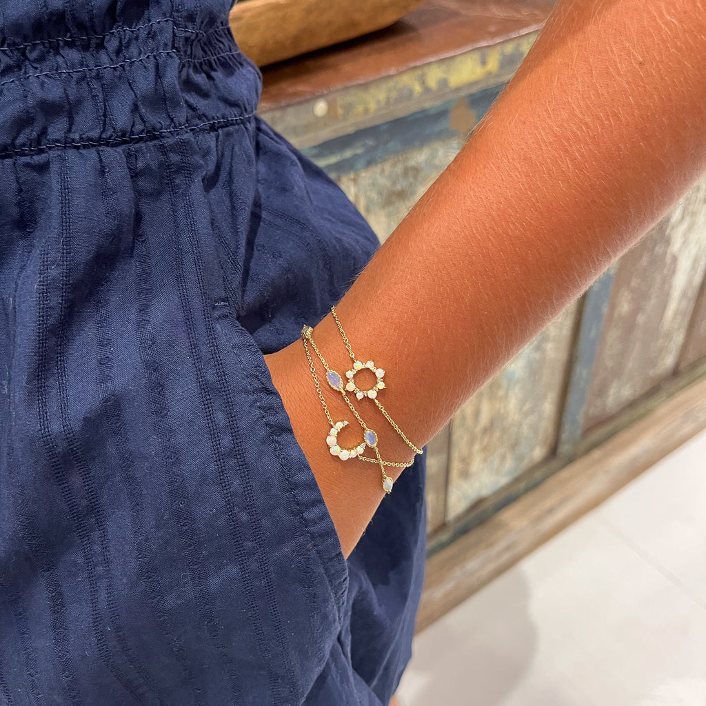 White Opal Circle Sun Bracelet