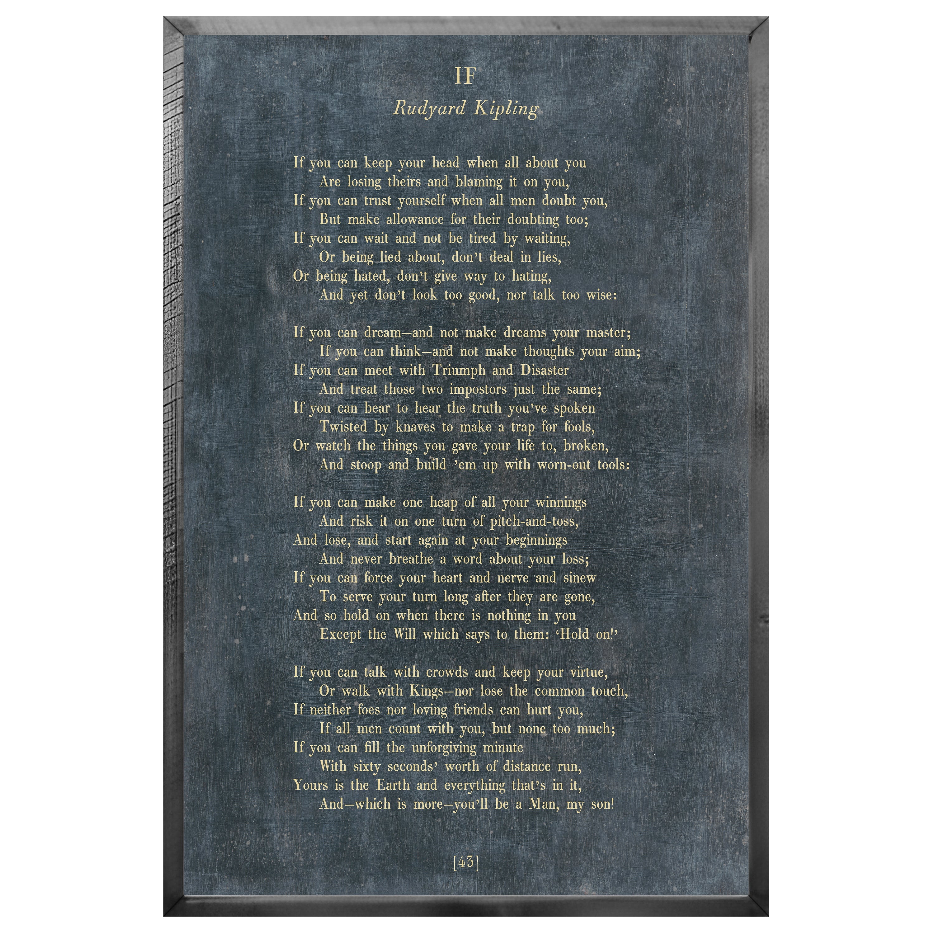 If - Poetry Collection (Grey Wood) - Art Print