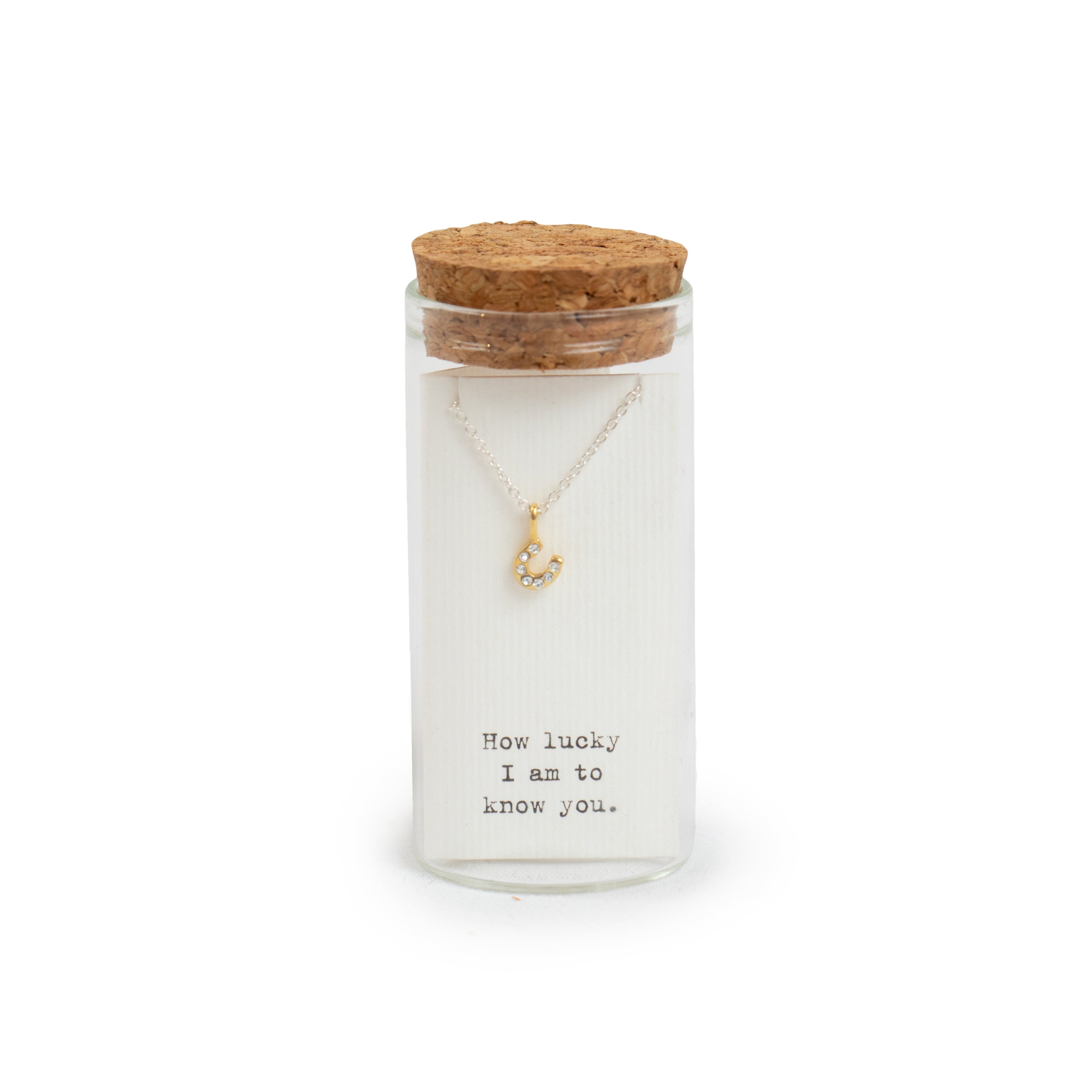 Message in a Bottle Necklace Collection - Gold Horseshoe