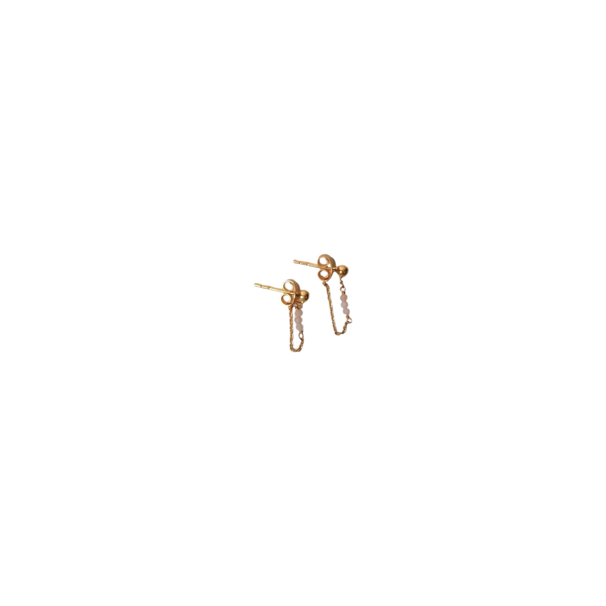 ***Gold Plated Pink Opal Faceted Studs with Chain