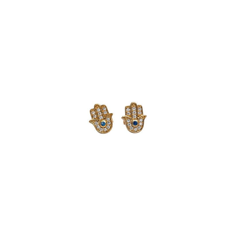 Hamsa Hand Gold Stud Earrings