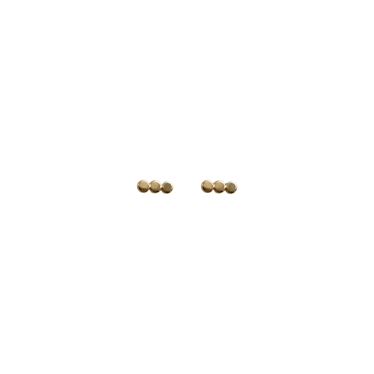 3 Dot Bar Gold Stud Tiny Earrings