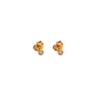 Tiny Crystal Dot Gold Rim Stud Earrings