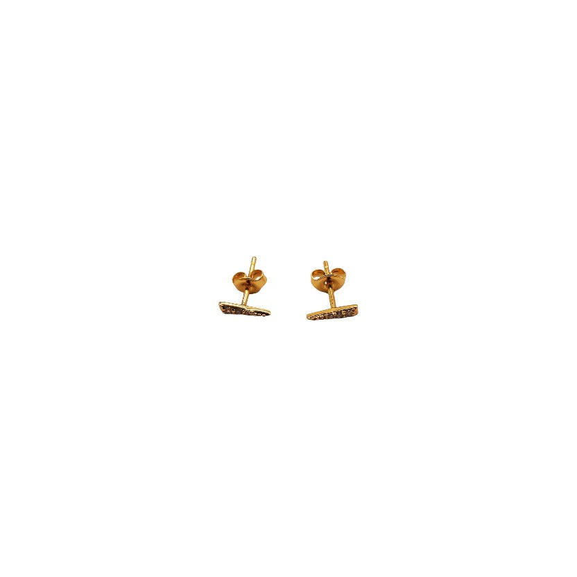 Tiny Triangle Rhinestone Gold Stud Earrings