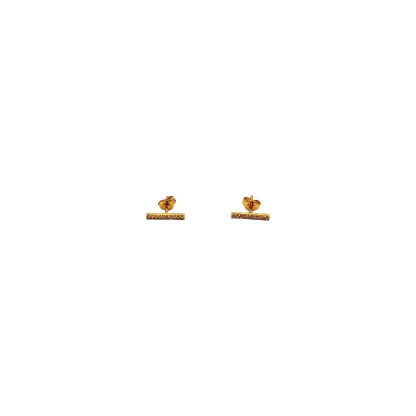 Crystal Bar Gold Stud Earrings
