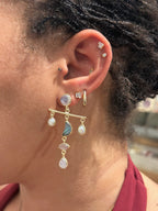 Tiny Double-Bar Crystal Stud Earrings