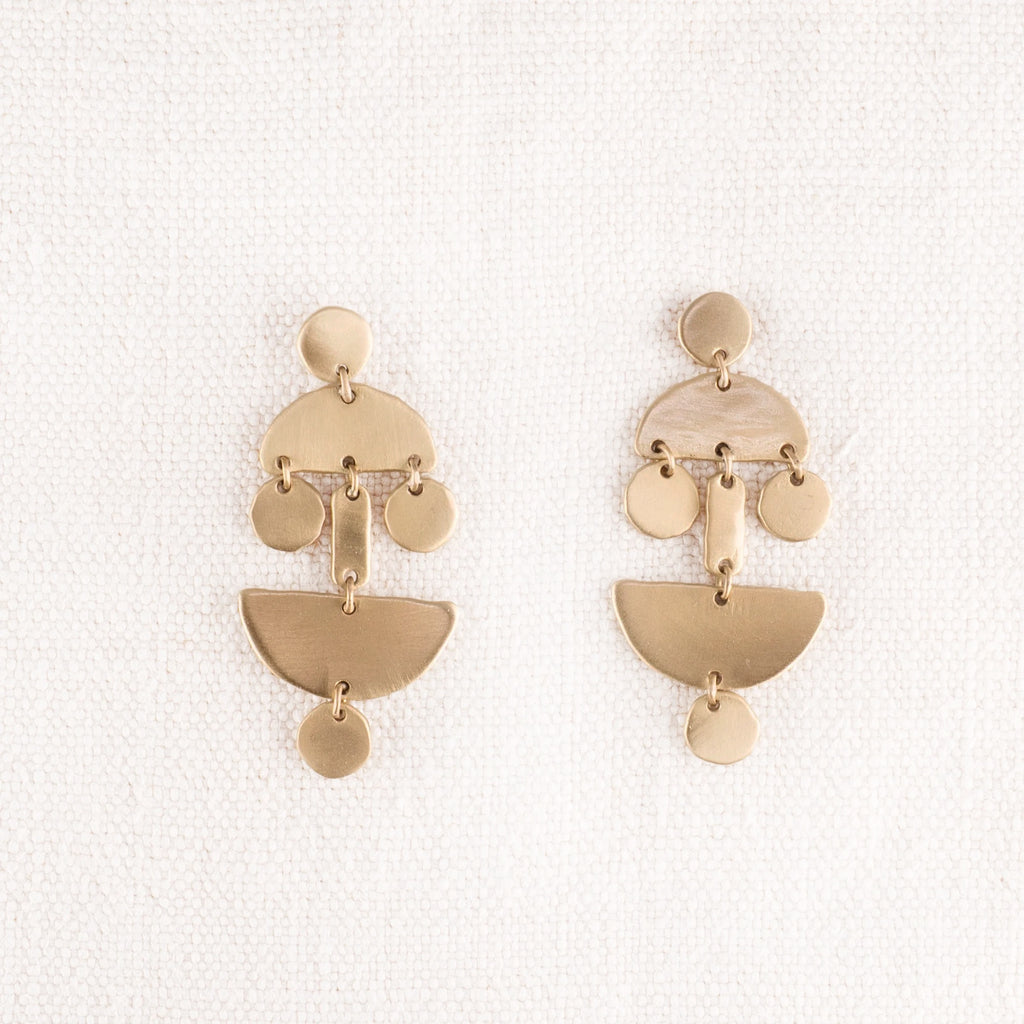 Brass Geometric Half Circle dangle Earrings