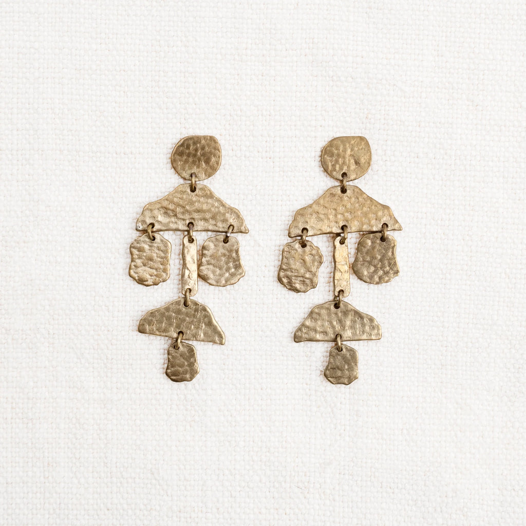 Brass Organic Shape Dangle Earrings