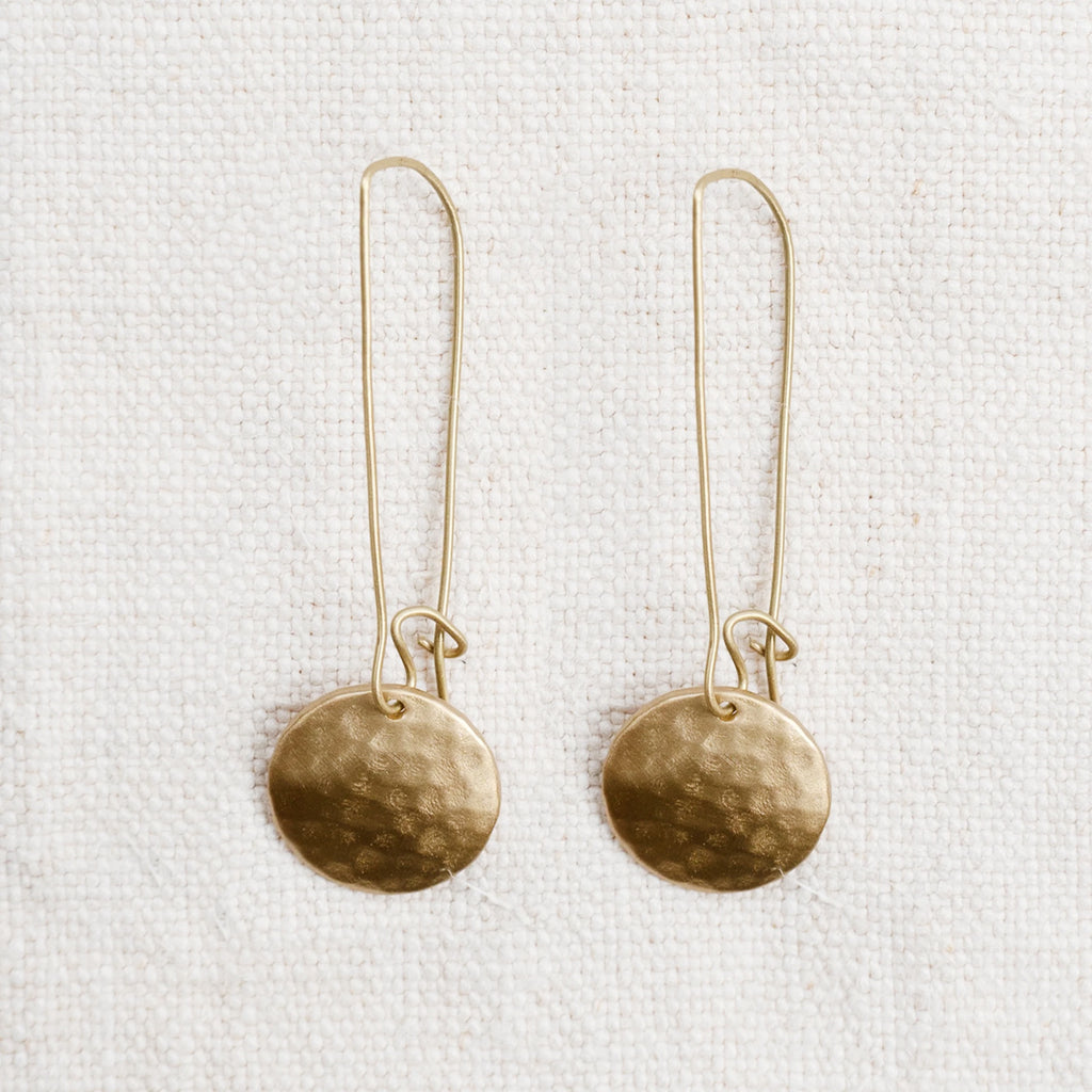 Brass Circle Drop Earrings