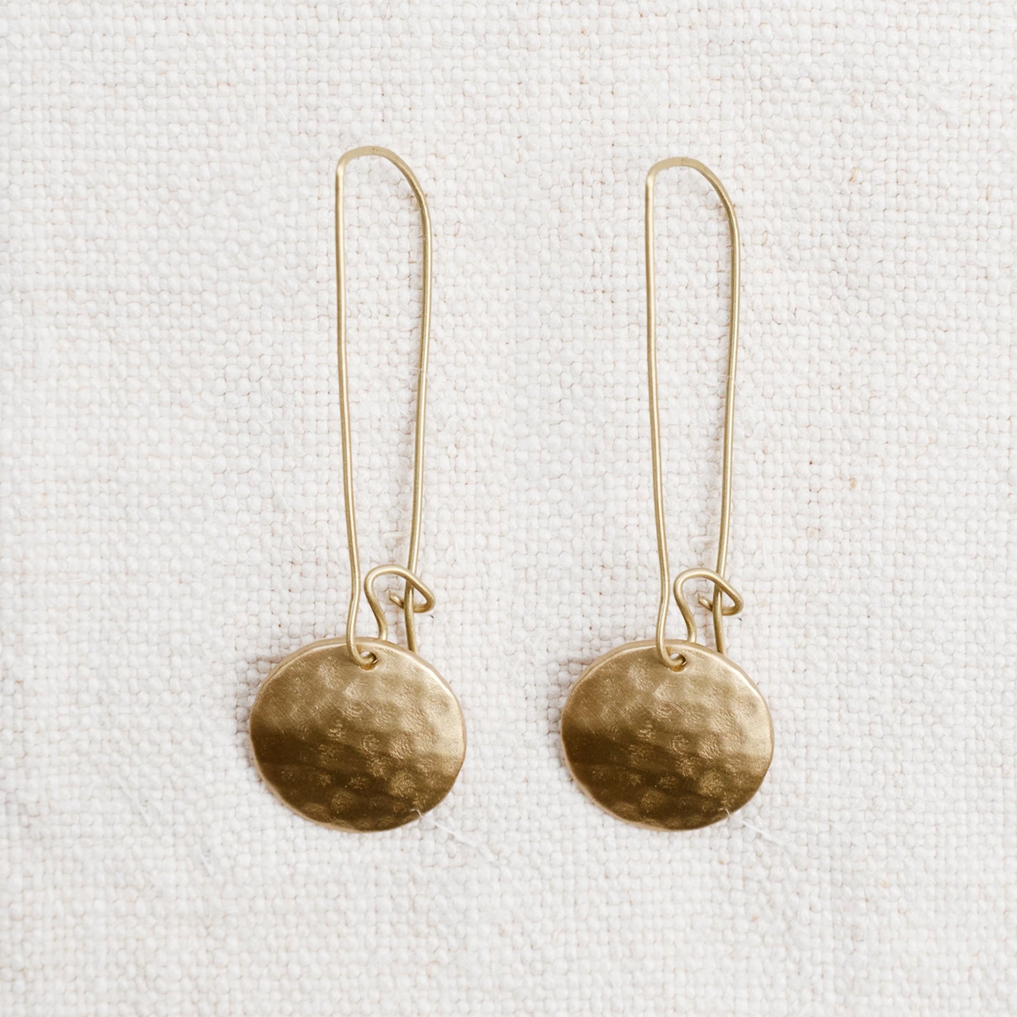 Brass Circle Drop Earrings