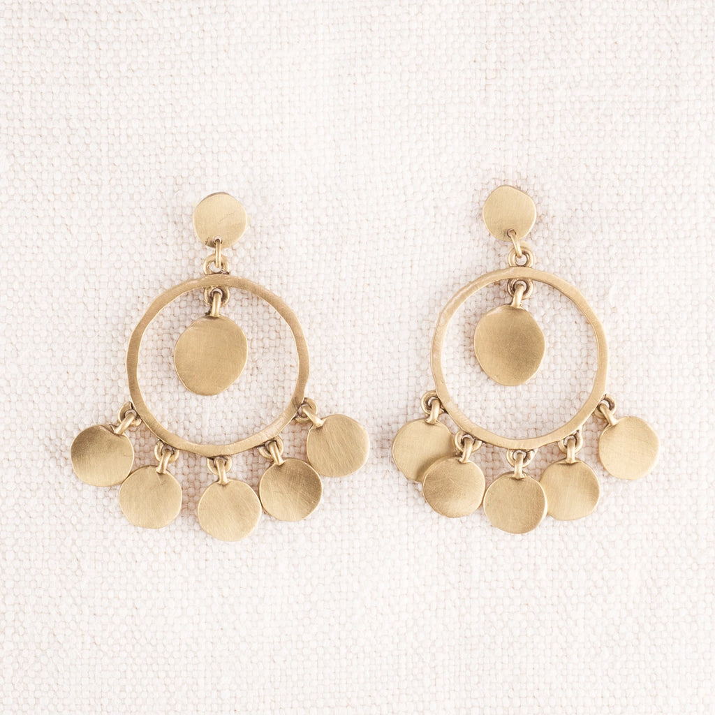 Brass Five Coin Dangle Earrings