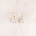 Glass Opal and White Cz Hoop Earrings