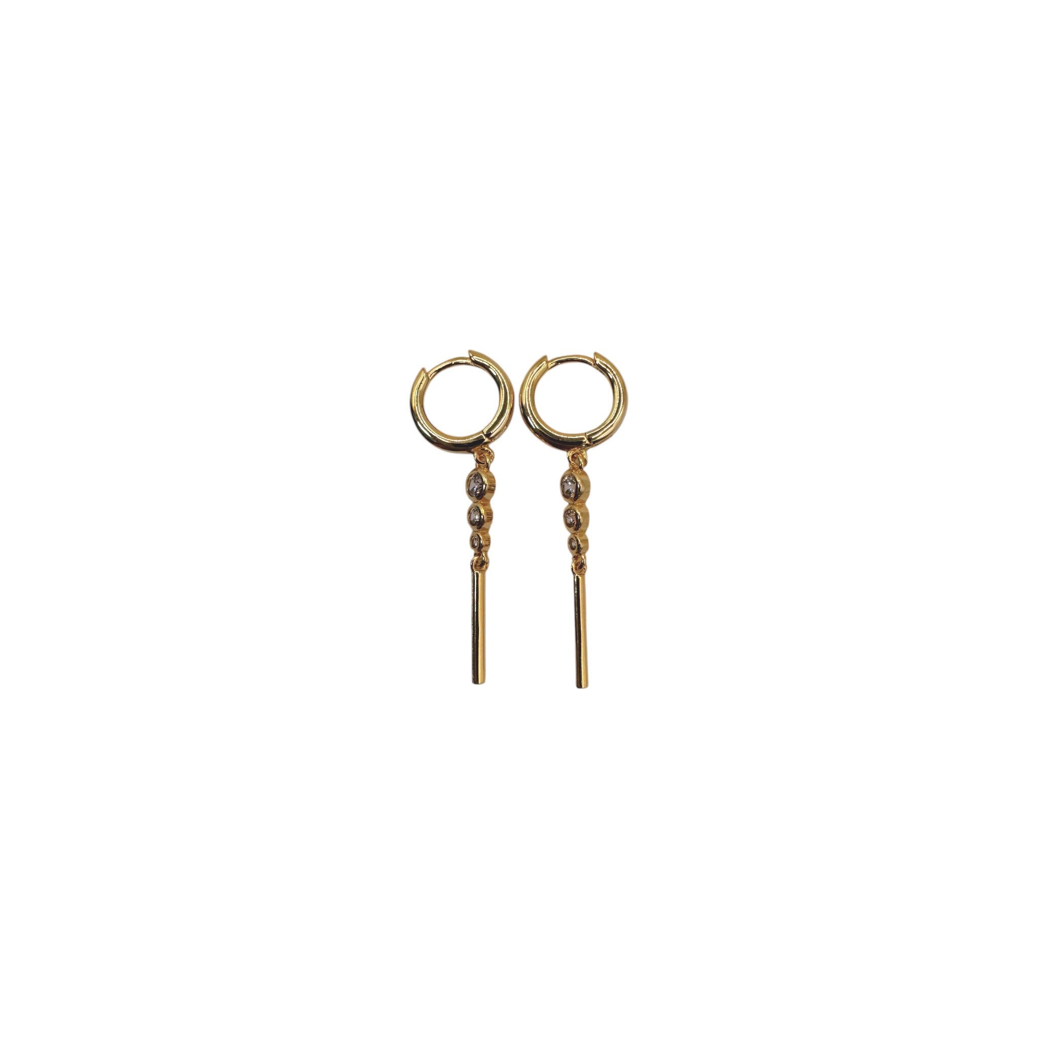 Hoop Earring - 3 Dot White CZ