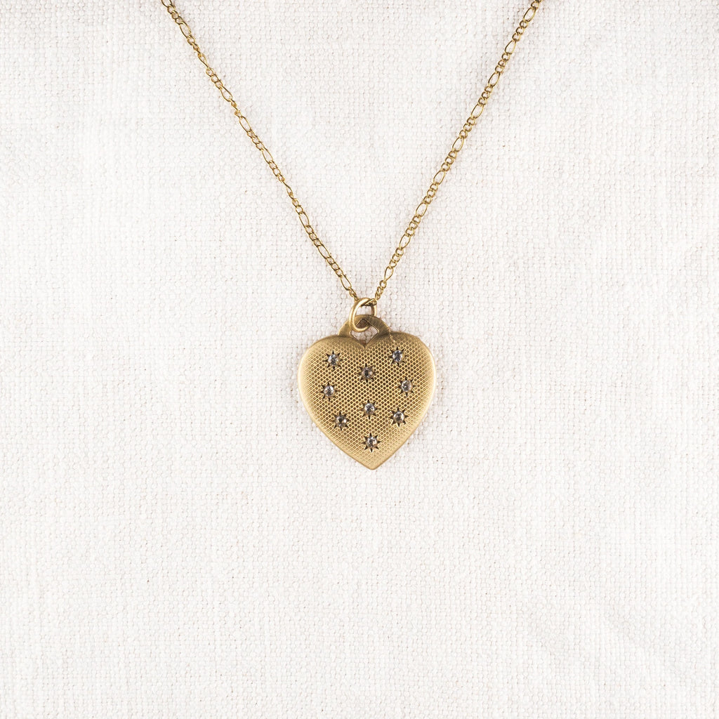 Brass Heart with Cz Stones Necklace