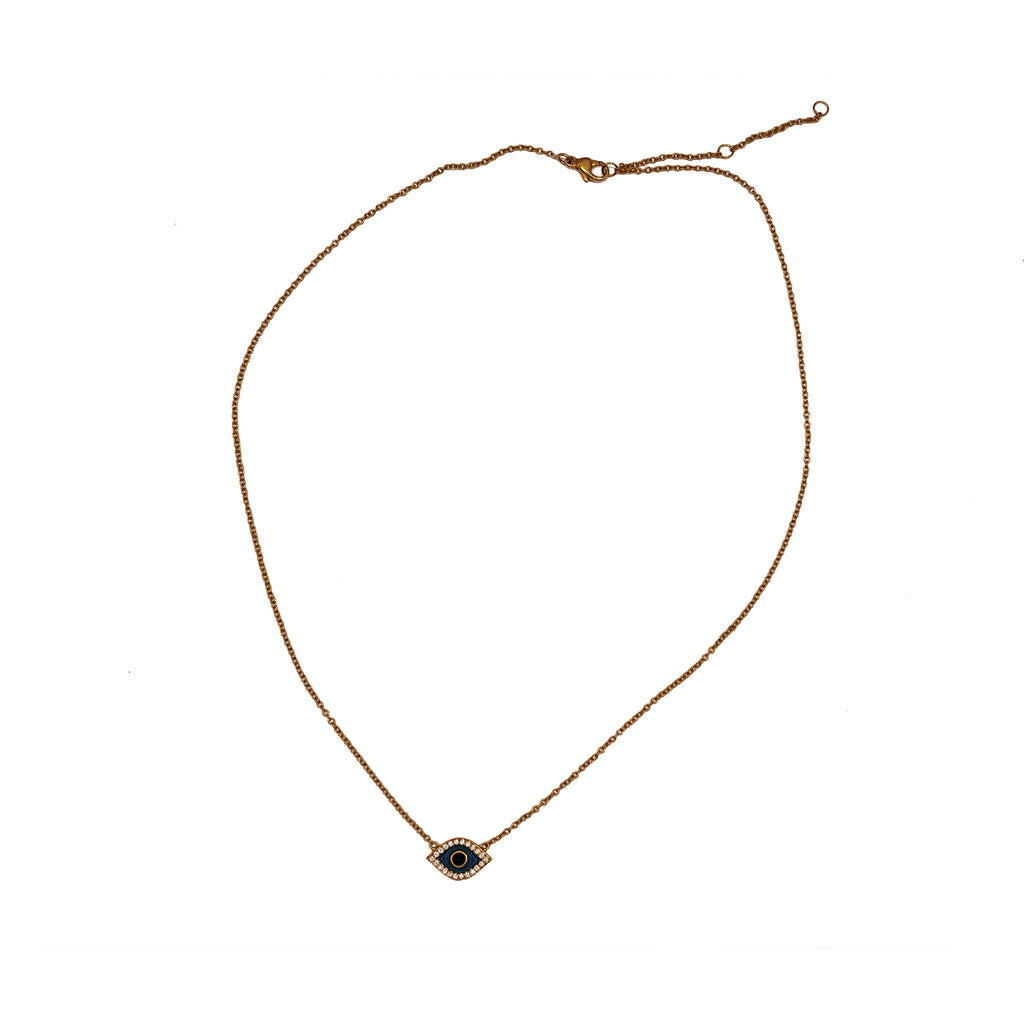 ***Gold Plated Blue Evil Eye Necklace