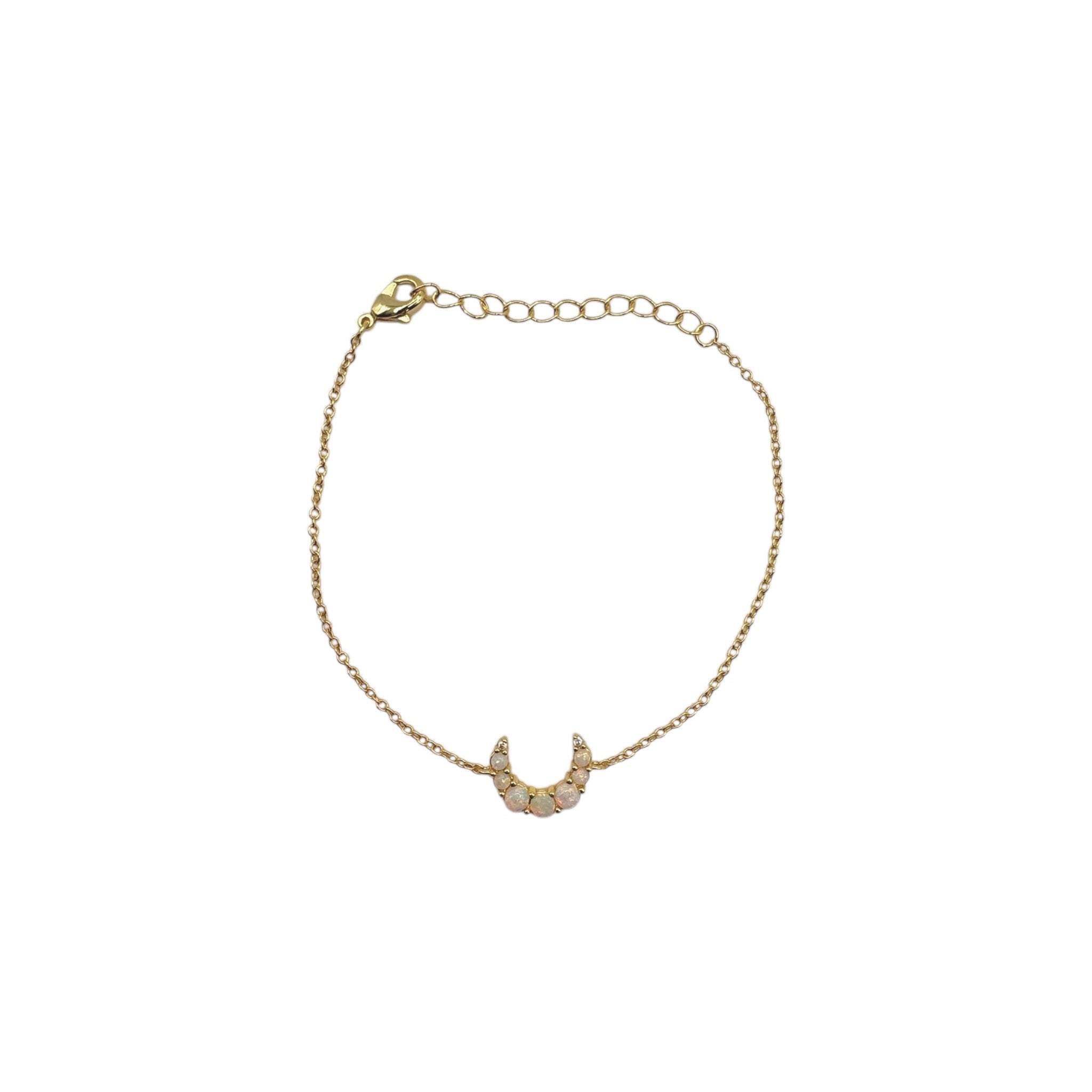 White Opal Crecent Moon Bracelet
