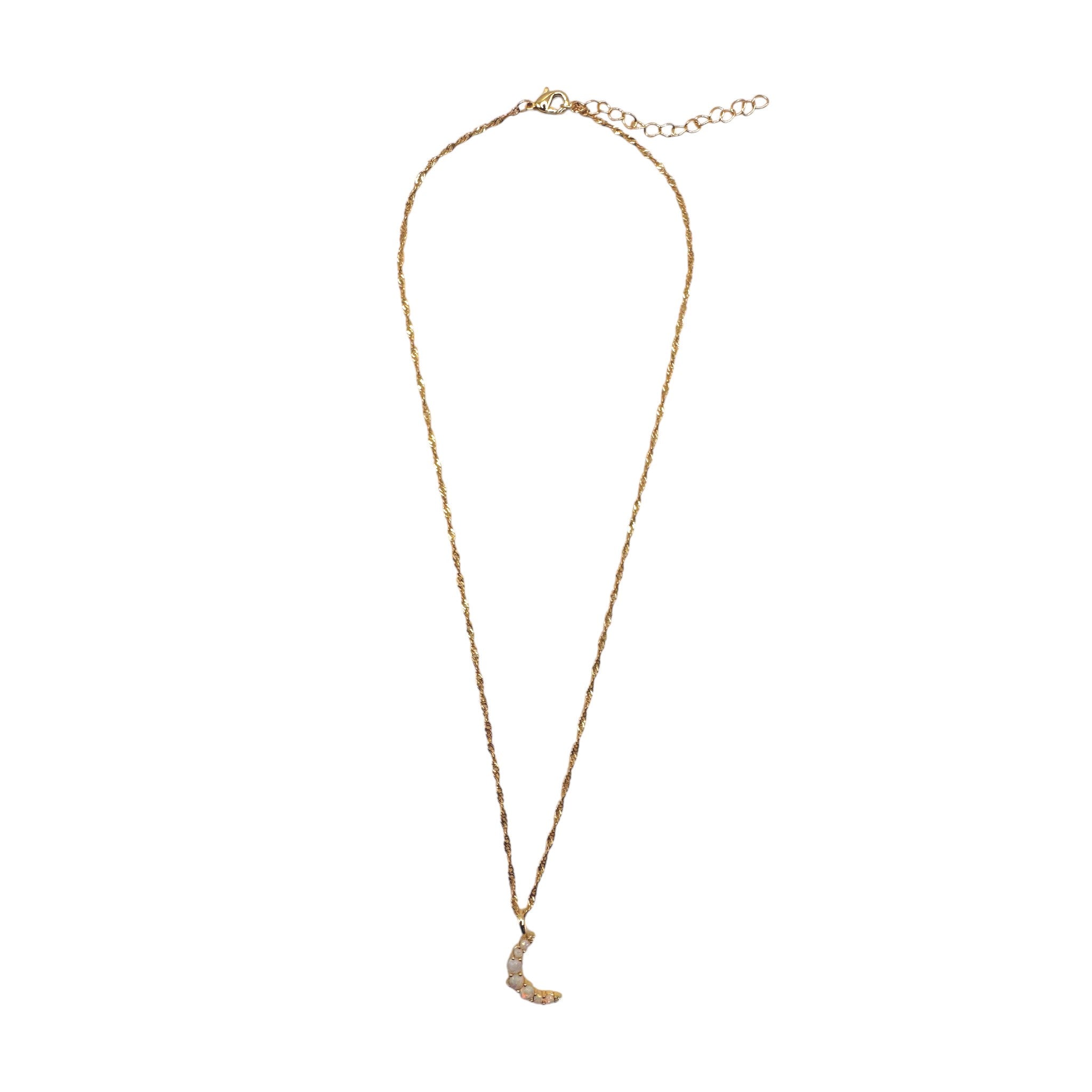 White Opal Crescent Moon pendant necklace
