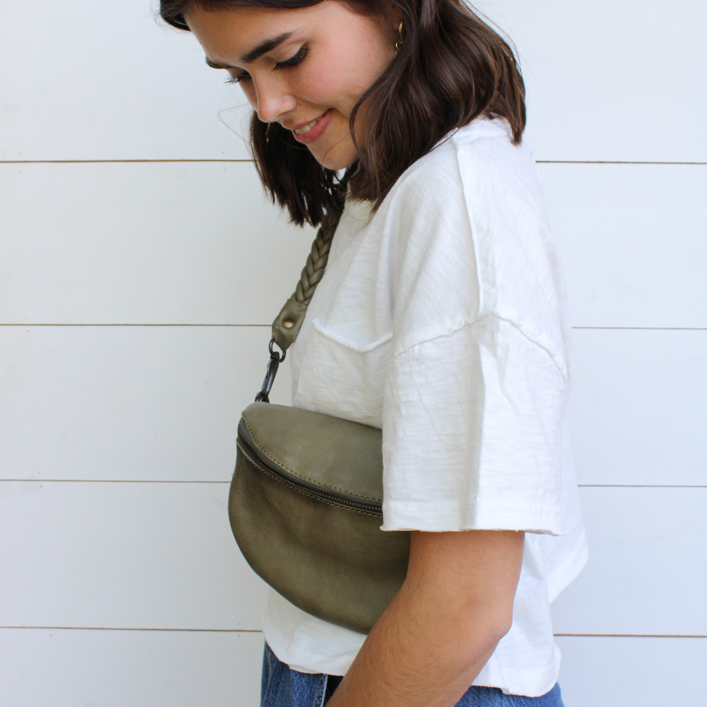 Braided Strap Small Bag Moss