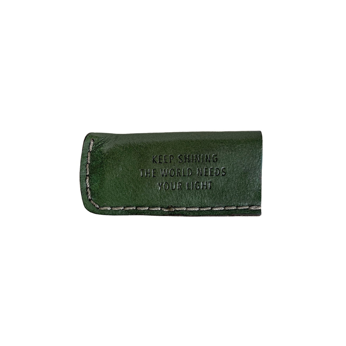 Keep Shining Leather Lighter Cover - Moss