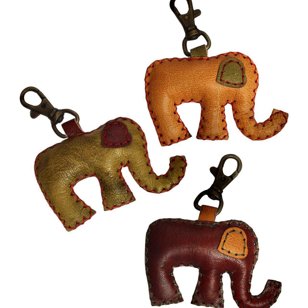 Elephant Puffy Leather Keychain