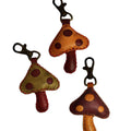 Mushroom Puffy Leather Keychain