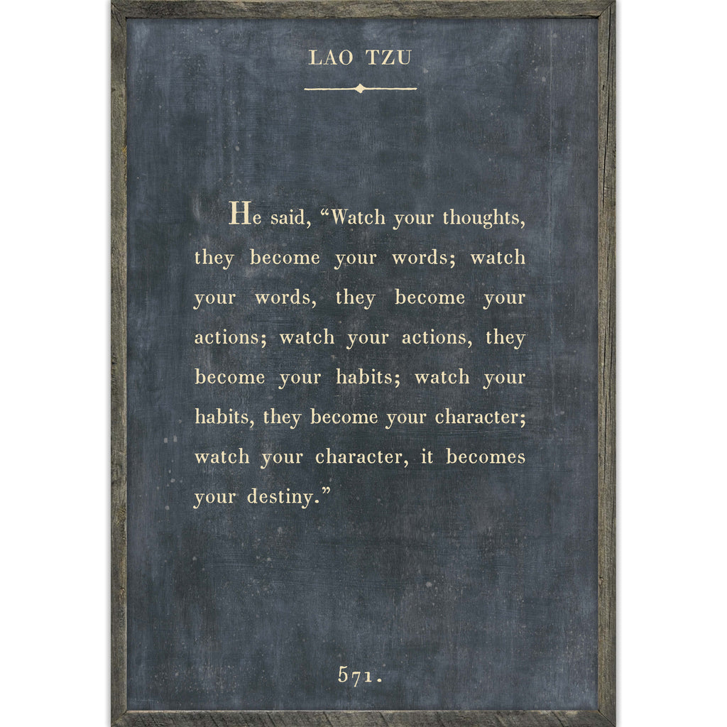 Lao Tzu Art Print - Grey Wood