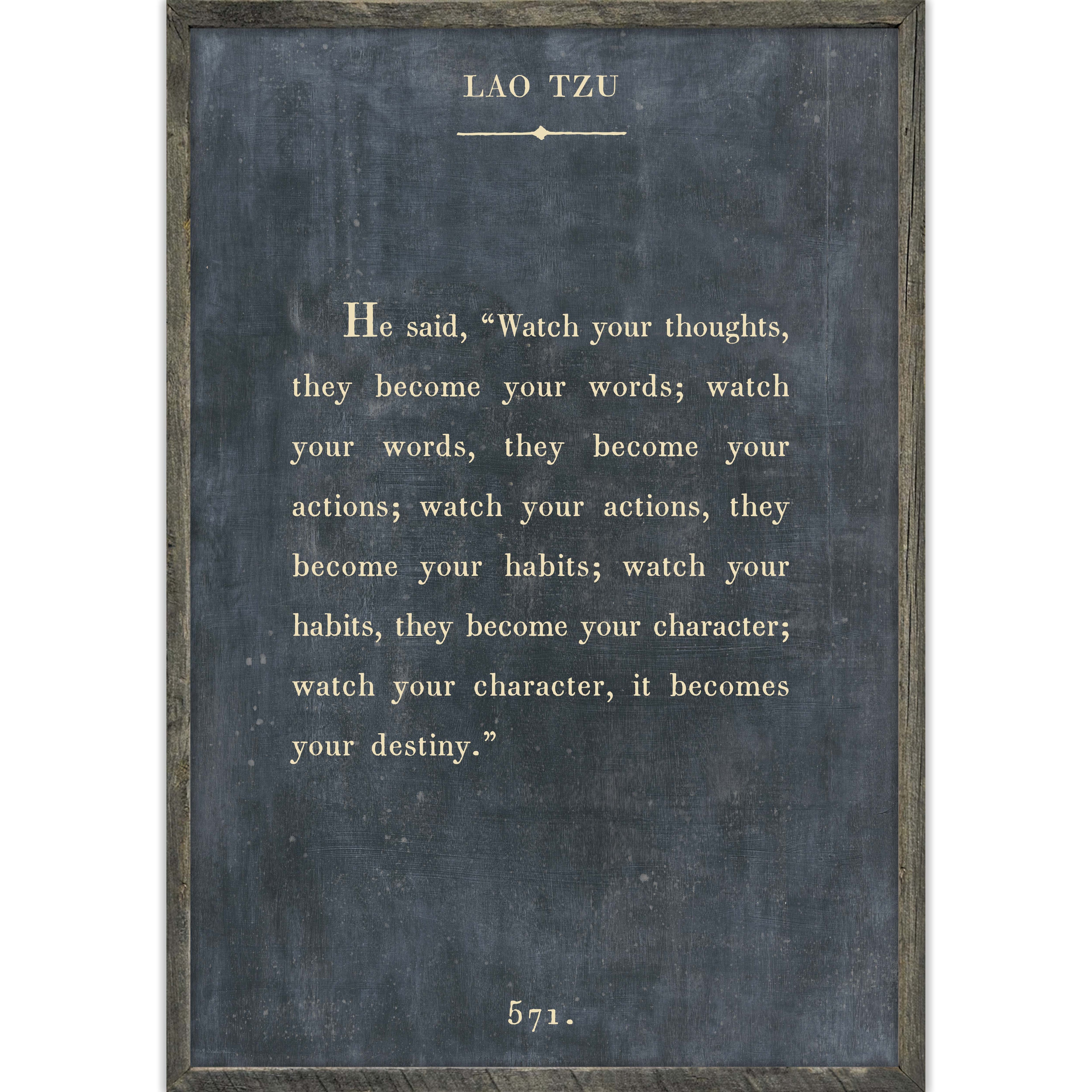 Lao Tzu Book Collection (Grey Wood) Art Print