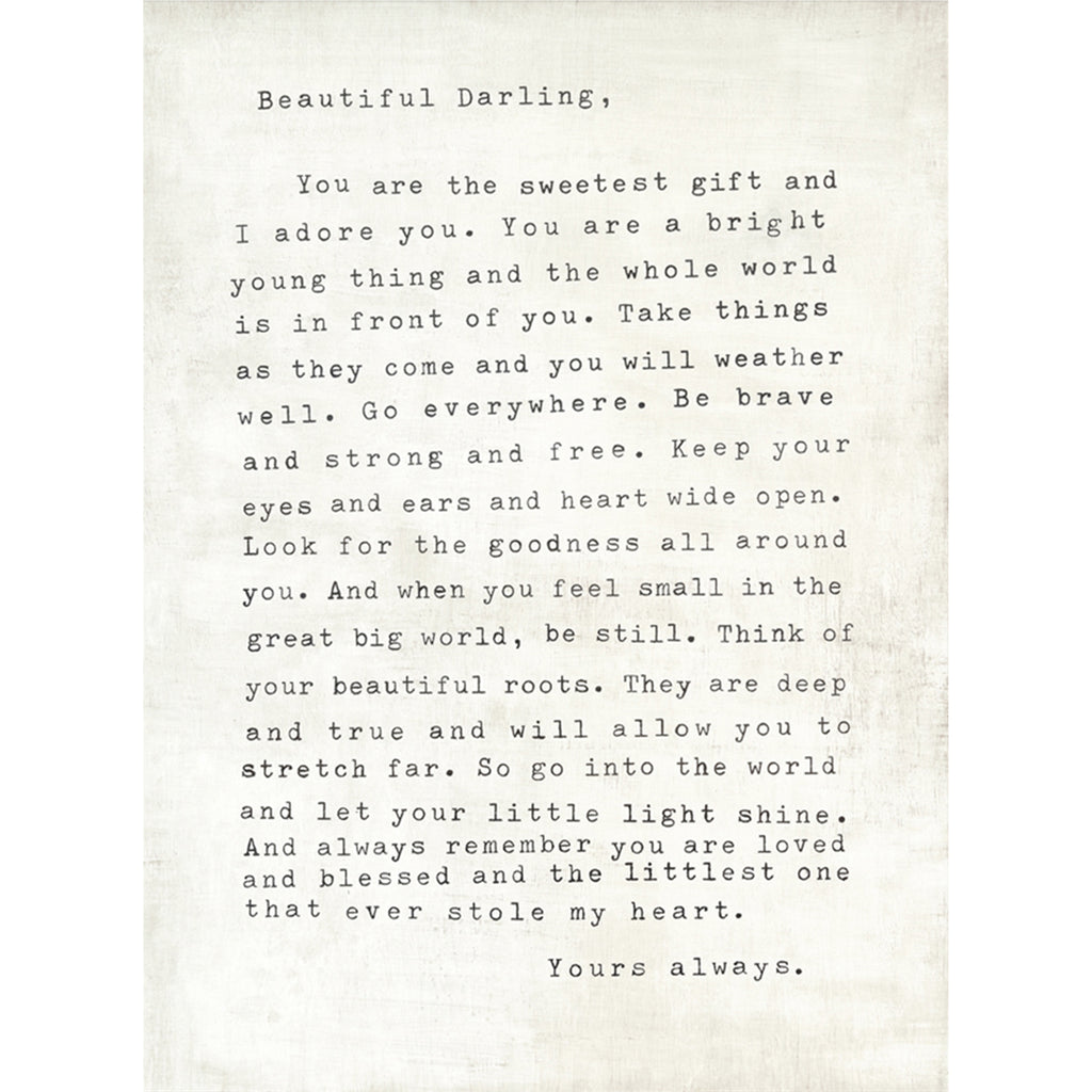 Letter for Sophie Art Print in White
