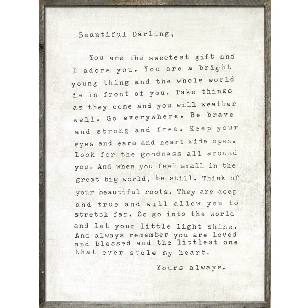 Letter for Sophie Art Print in White