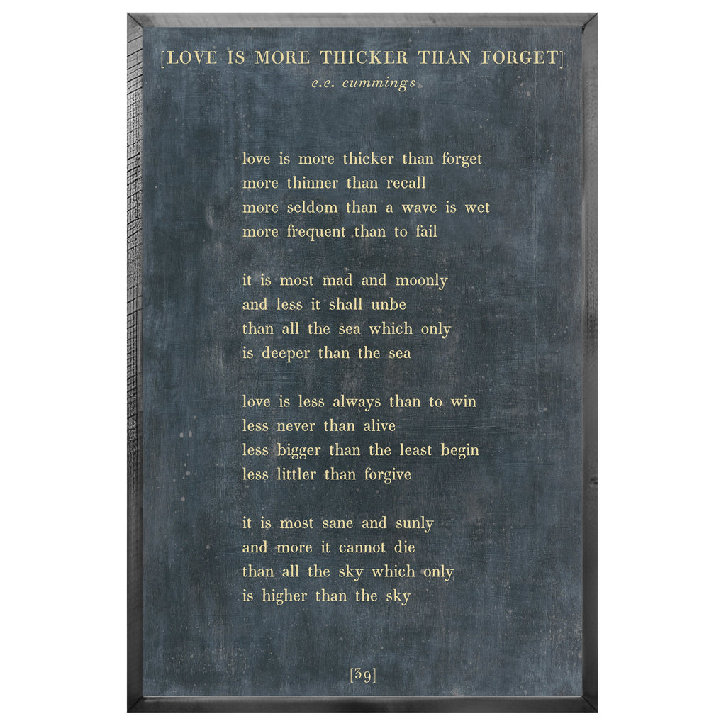 Love is More Thicker Art Print - Poetry Collection