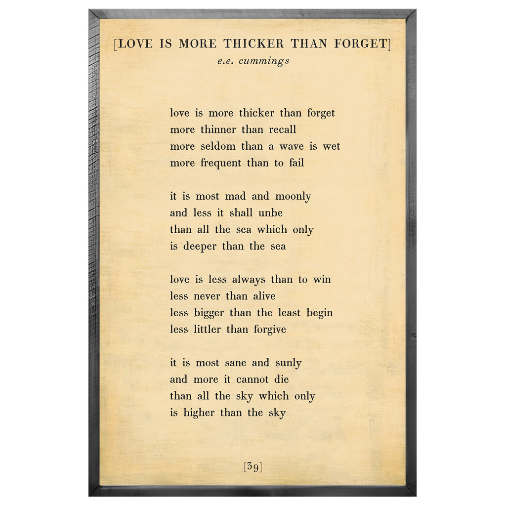 Love is More Thicker Art Print - Poetry Collection